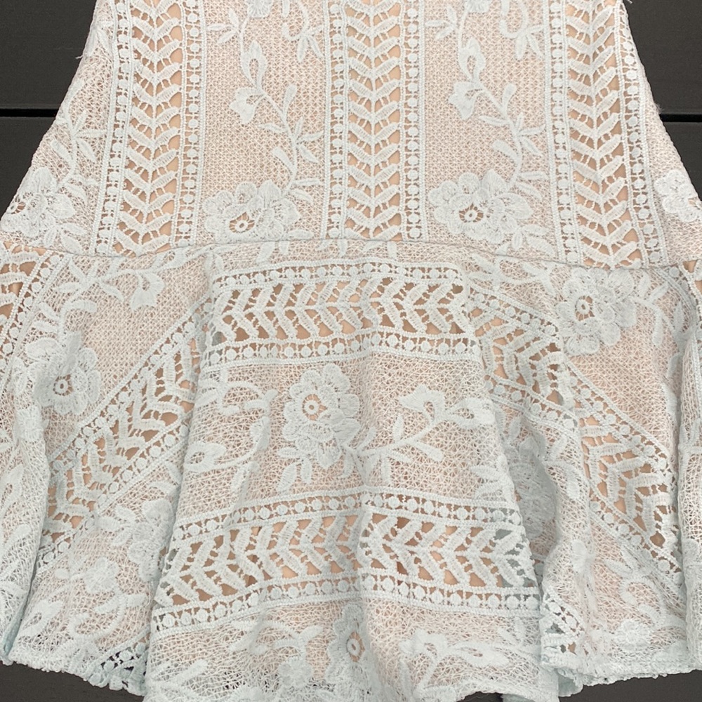 Baby Blue Lace Mini Skirt with Lining - Small - Picture 7 of 11